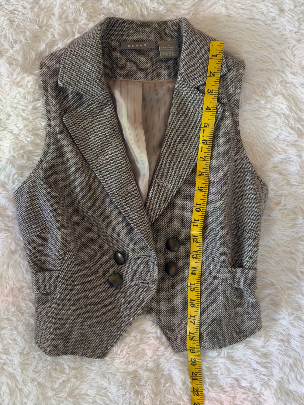 Womens Brown Tweed Vest Blazer - Picture 5 of 8